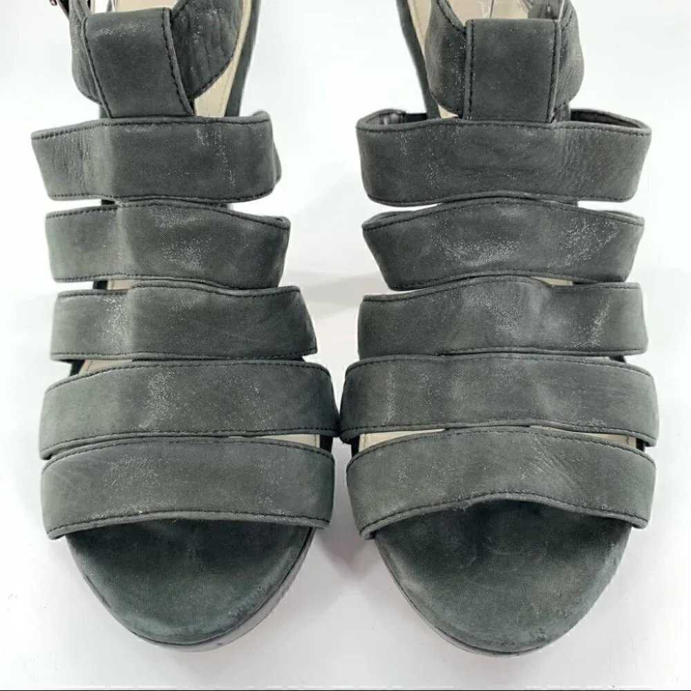 Via Spiga Womens platforms size 8 gray suede strappy cage chunky